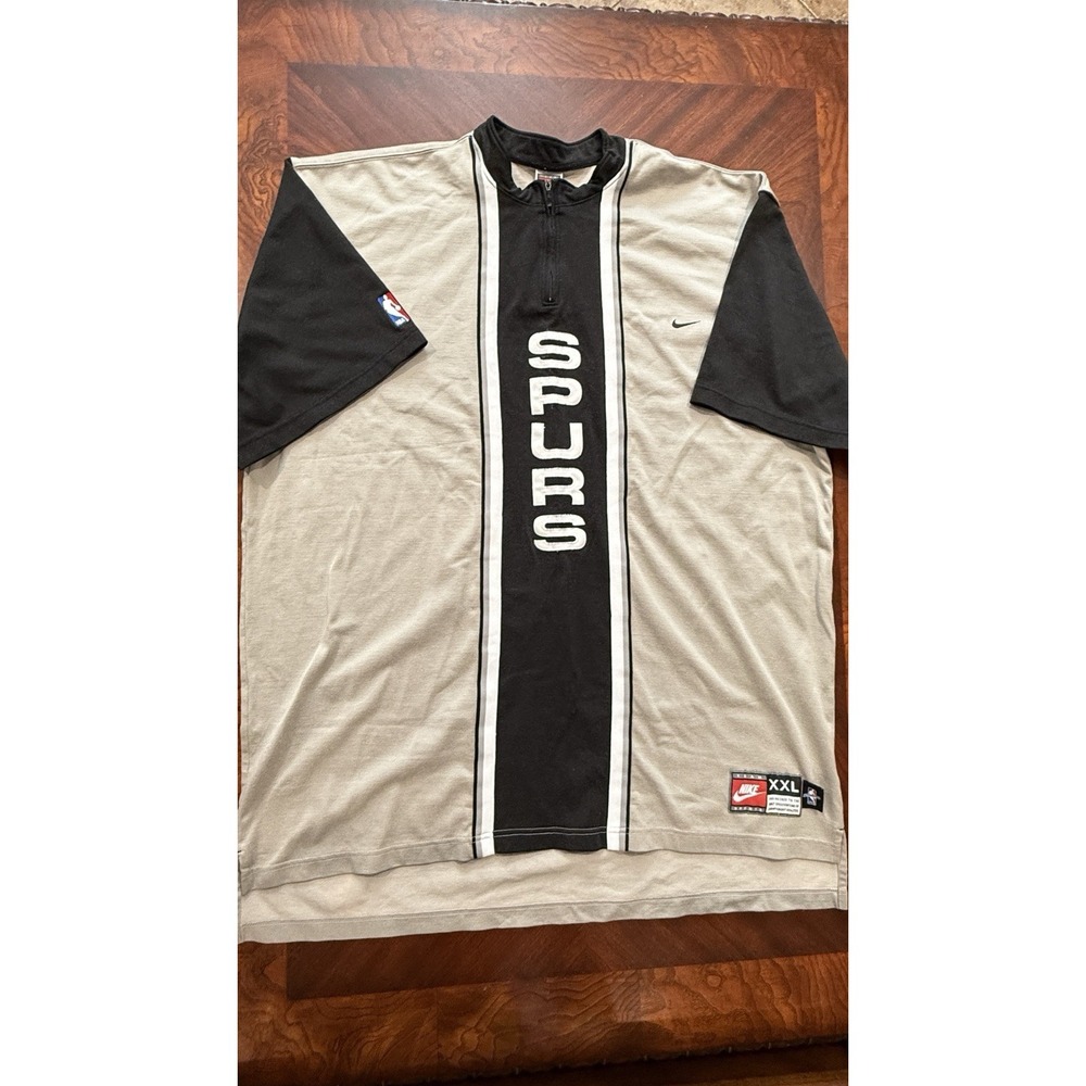 VTG 90s Nike San Antonio Spurs Shooting Shirt Men XXL Gray 1/4 Zip NBA
